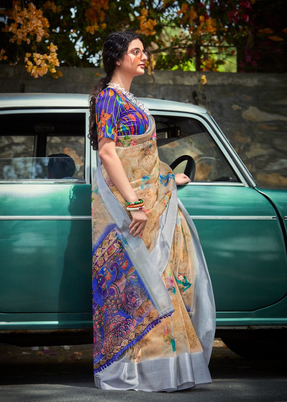 Sc White Lion Designer Printed Wholesale Party Wear Sarees
